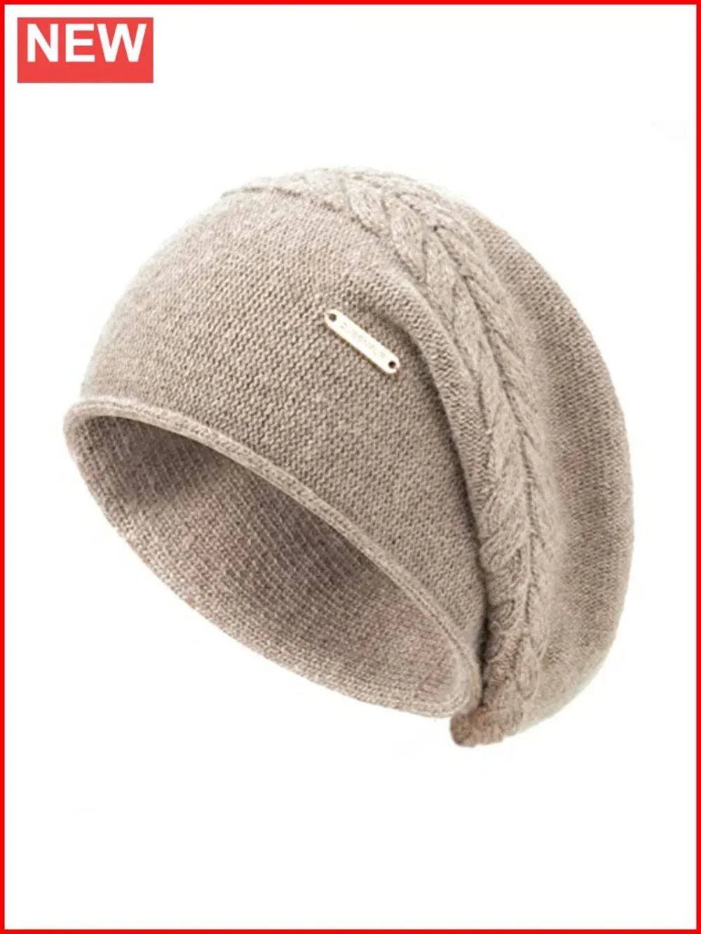 Cashmere Wool Slouchy Beanie Hat for Women W inter Warm Knit Ski Cap